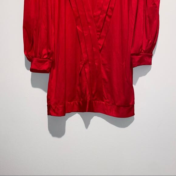 ZARA Red Pleated Tunic Dress Long Bishop Sleeves Shift - Picture 4 of 11